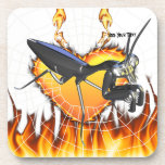Chromed praying mantis design 1 with fire and web coaster