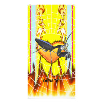 Chromed praying mantis design 1 with fire and web customized photo card