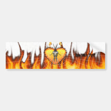 Chromed praying mantis design 3 with fire and web. bumper stickers