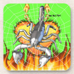 Chromed scorpion design 2 with fire and web. beverage coaster
