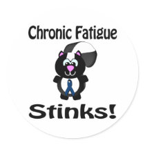 Chronic Fatigue Stinks Skunk Awareness Design stickers by animals4acause Chronic Fatigue Stinks Skunk Awareness Design stickers