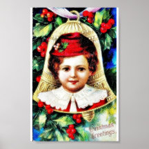 Chrsitmas greeting with a child photo in the bell poster