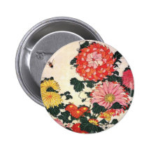 Chrysanthemum and horse-fly, Katsushika Hokusai Pin