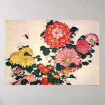Chrysanthemum and horse-fly, Katsushika Hokusai Posters
