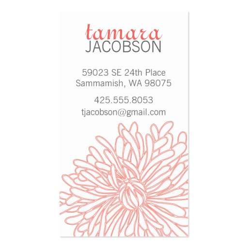 Chrysanthemum Blossom Calling Card Business Card