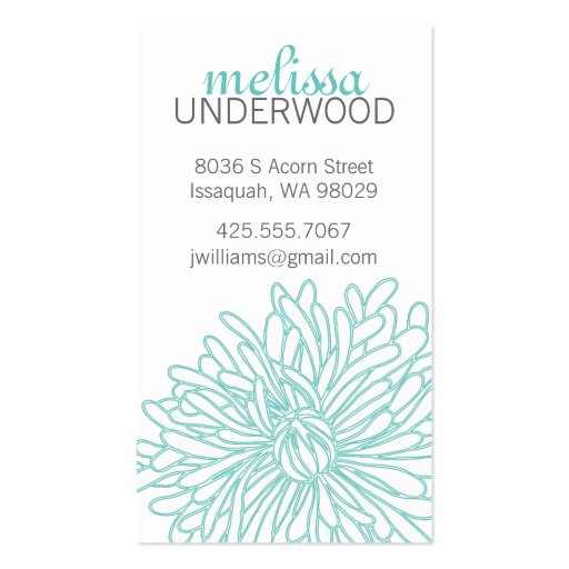 Chrysanthemum Blossom Calling Card Business Card Templates (front side)