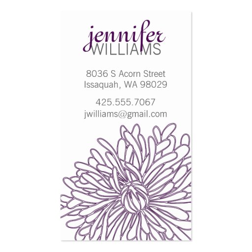 Chrysanthemum Blossom Calling Card Business Card Templates (front side)