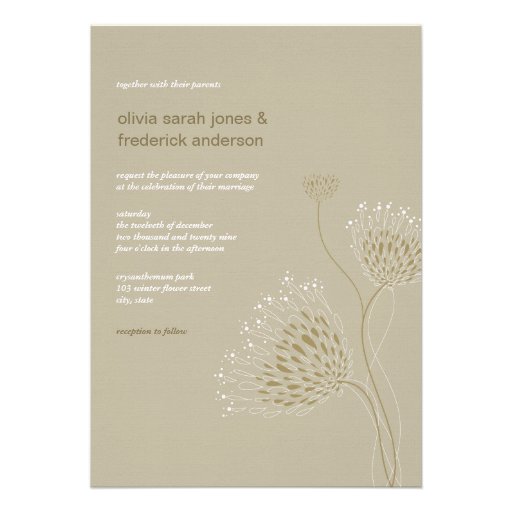 Chrysanthemum Flowers Floral Elegant Chic Wedding Personalized Announcement