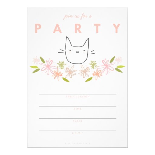 Chrysanthemum Garden Cat |  Party Invitation
