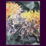 Chrysanthemum mum flowers watercolor painting