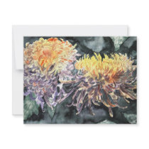Chrysanthemum mum flowers watercolor painting invitations by dereklovessheila Chrysanthemum mum flowers watercolor painting invitations