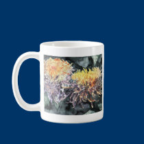 Chrysanthemum mum flowers watercolor painting mugs