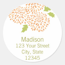 Chrysanthemum Return Address Envelope Seal Stickers