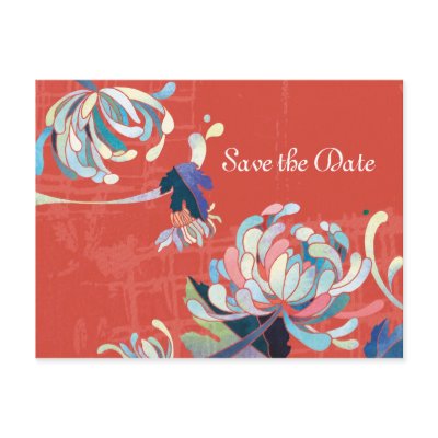 Chrysanthemum Save the Date Wedding Postcards