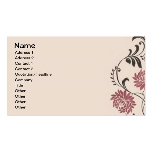 Chrysanthemum Vintage Wallpaper Business Card Template (front side)