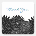 Chrysanthemum Wedding Black Square Stickers