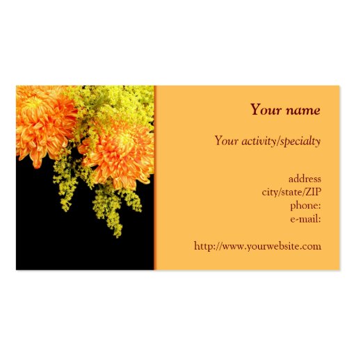 "Chrysanthemums and Goldenrods" business card (front side)
