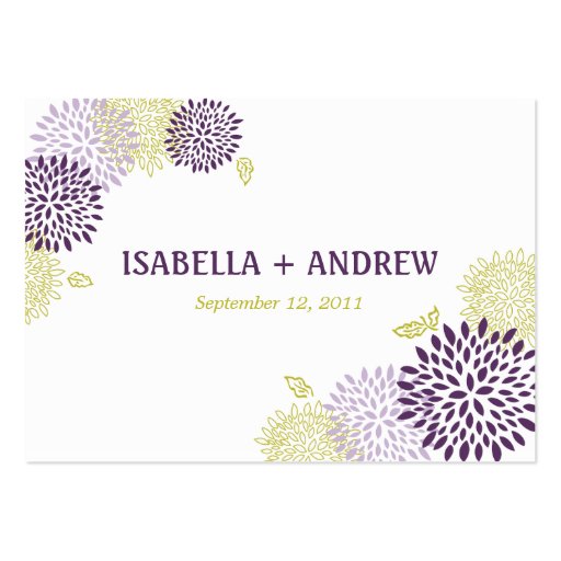 Chrysanthemums Wedding Directions Chubby Business Card Template (front side)
