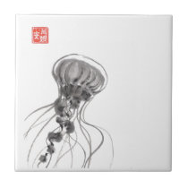 Chrysaora Jellyfish Ink Painting tiles