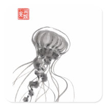 Chrysaora Jellyfish Ink Painting stickers
