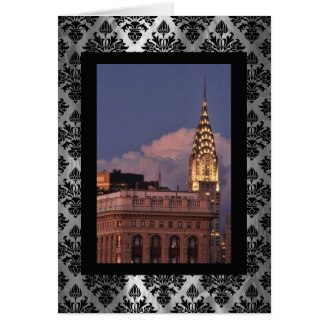 Chrysler Building aglow in gold w/ Flatiron Cards