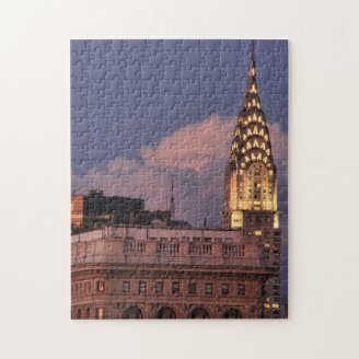 Chrysler Building aglow in gold w/ Flatiron Photo Puzzle