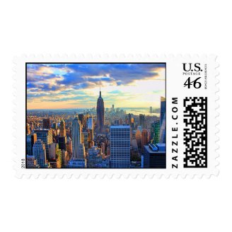 Chrysler Building aglow in gold w/ Flatiron Stamp