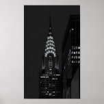 Chrysler building at night posters
