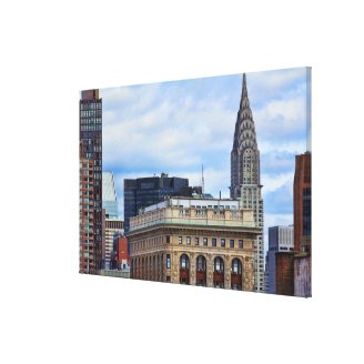 Chrysler Building, Flatiron, Blue Sky, Clouds Stretched Canvas Print