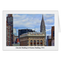 Chrysler Building, Flatiron, Blue Sky, Clouds Card