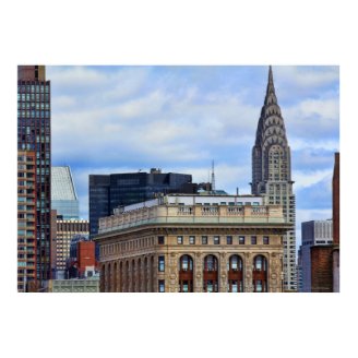 Chrysler Building, Flatiron, Blue Sky, Clouds Poster