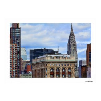 Chrysler Building, Flatiron, Blue Sky, Clouds Poster
