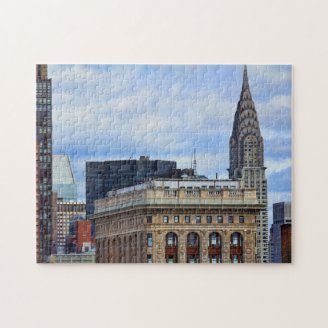 Chrysler Building, Flatiron, Blue Sky, Clouds Puzzles