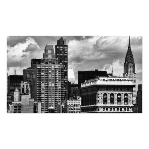Chrysler Building, Flatiron Building, Sky House BW Business Card Templates (front side)