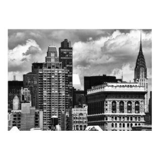 Chrysler Building, Flatiron Building, Sky House BW Poster