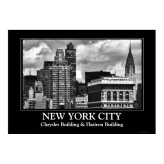 Chrysler Building, Flatiron Building, Sky House BW Print