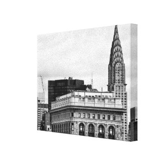 Chrysler Building, Flatiron, Clouds B&W Gallery Wrapped Canvas