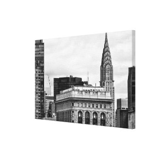 Chrysler Building, Flatiron, Clouds B&W Stretched Canvas Print