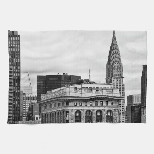 Chrysler Building, Flatiron, Clouds B&W Hand Towels