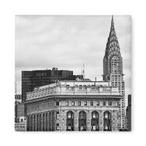 Chrysler Building, Flatiron, Clouds B&W Refrigerator Magnet