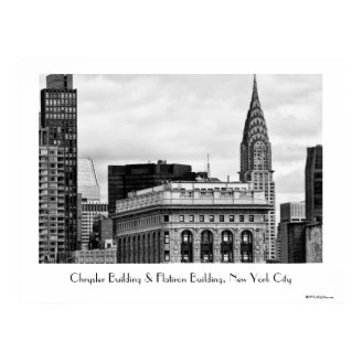 Chrysler Building, Flatiron, Clouds B&W Poster