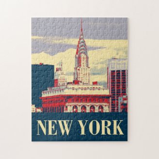 Chrysler Building in Red White Blue Puzzle