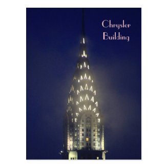 Chrysler Building Lit up at Dusk in the Mist Post Card