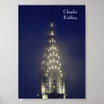 Chrysler Building Lit up at Dusk in the Mist posters