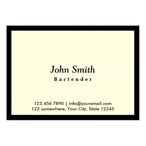 Chubby Black Border Bartender Business Card (front side)