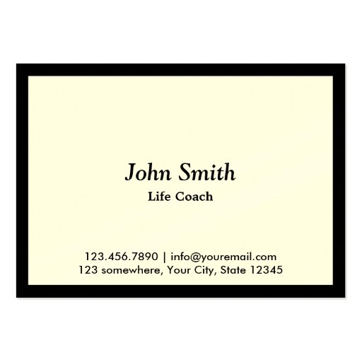 Chubby Black Border Life Coach Business Card (front side)