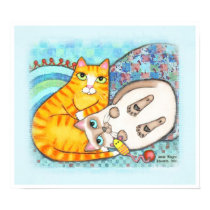 Chubby Tabby & Siamese Cat Cuddle posters