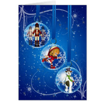 Chucherías del navidad con las estrellas y la niev tarjeta