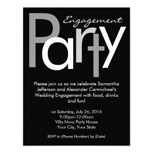 Chunky Black and White Engagement Party Invitation