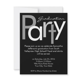 Chunky Black and White Graduation Party Invitation